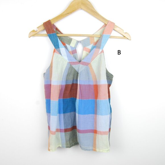 HD in Paris Anthro Madras Plaid Cutout Blouse 2P - Picture 2 of 7